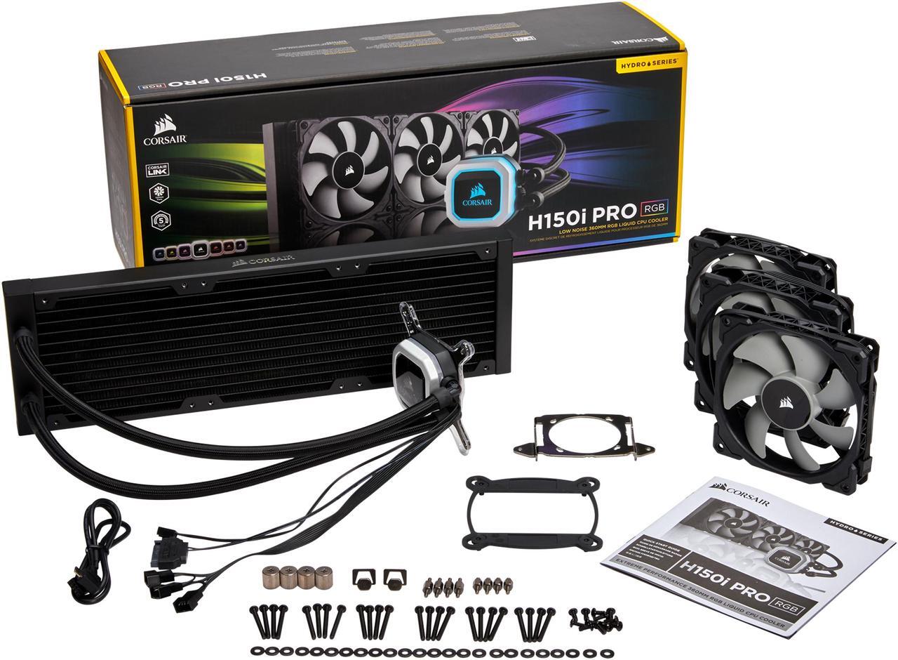 Alt view image 8 of 8 - Corsair Hydro Series, H150i PRO RGB, 360mm. 3 X 120mm ML PWM Fans, Advanced RGB Lighting & Fan Control w/ Software. Liquid CPU Cooler. CW-9060031-WW. Support: Intel 2066, AMD AM4.